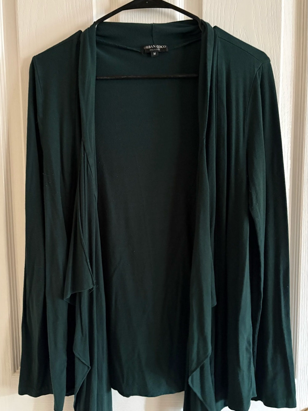 Urban Coco Dark Green Lightweight Open-Front Cardigan